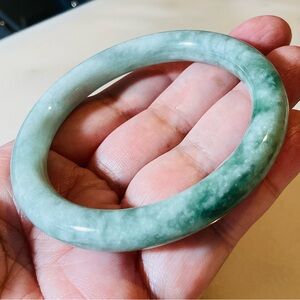Authentic Type A Myanmar Green Jadeite Bangle 56mm l 9mm thick l Natural Jade